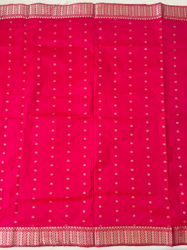 Assam Pat Mulberry Silk Saree | Bright Pink | Silver Zari | Handwoven | Silk Mark Certified | Ships from California
